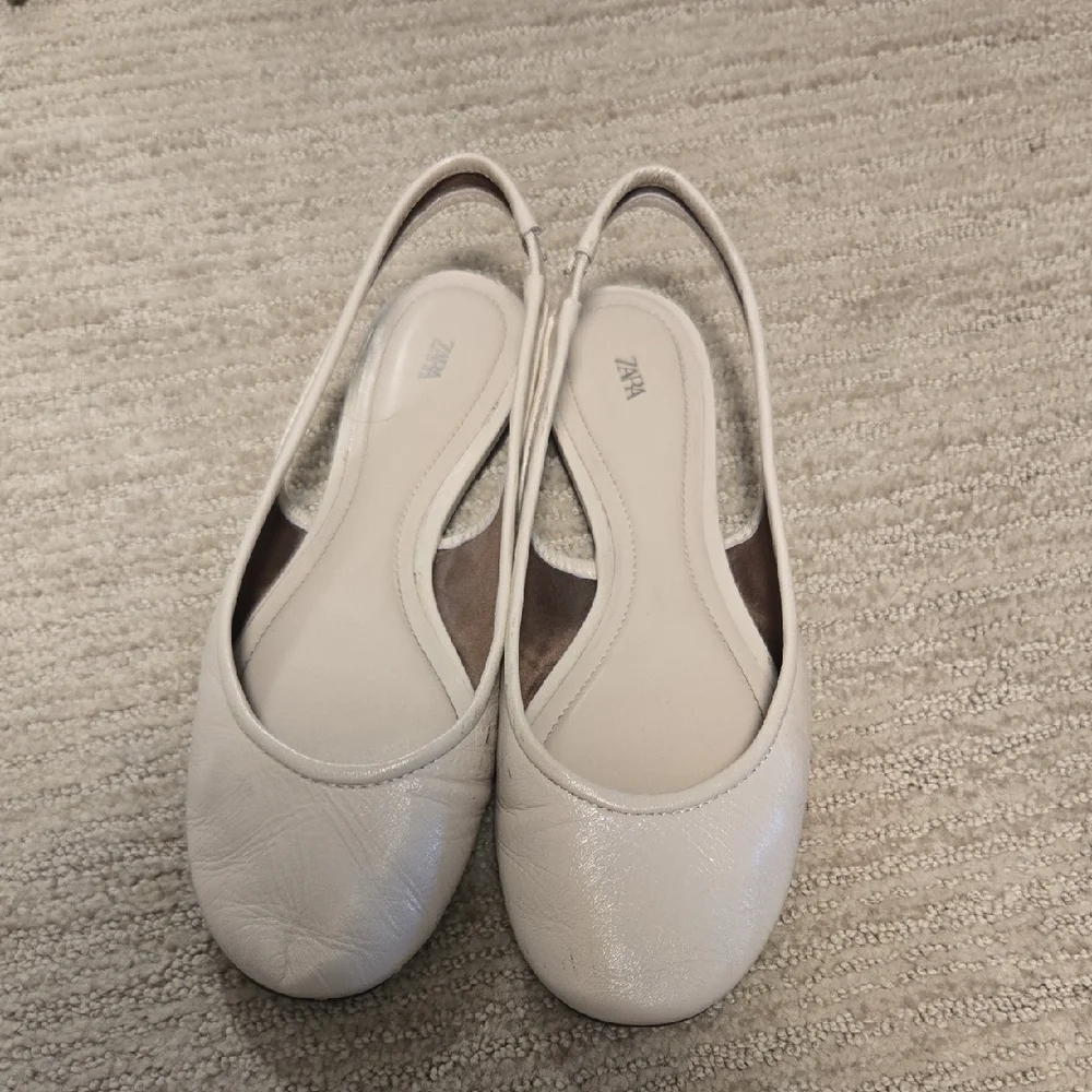Zara Leather Slingbacks-Bone